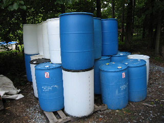 plastic barrels